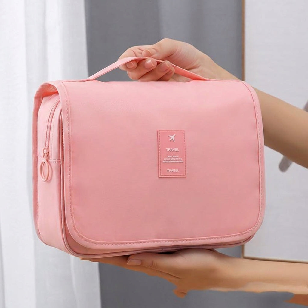 Hanging Toiletry Bag with Waterproof Polyester Compartments for Travel Makeup Bathroom and Gym Storage