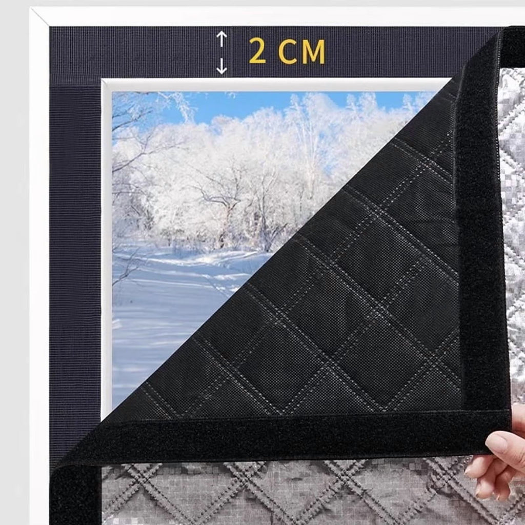 Thermal Window Cover with Removable Hook and Loop Design for Seasonal Insulation
