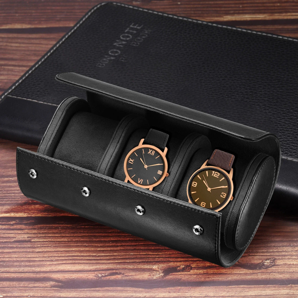 Luxury Genuine Leather Watch Roll with 3 Slots for Travel, Home Storage, and Organizer Pouch for Timepieces