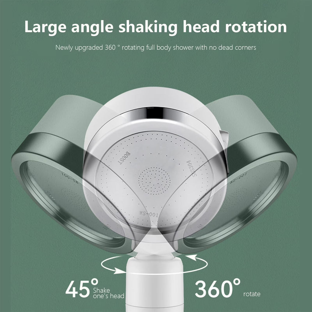 One-Touch Stop Shower Head with High Pressure 3-Mode Spray for RV and Bathroom Use (Included Shower Head + 1.5-meter Black Hose + Base)