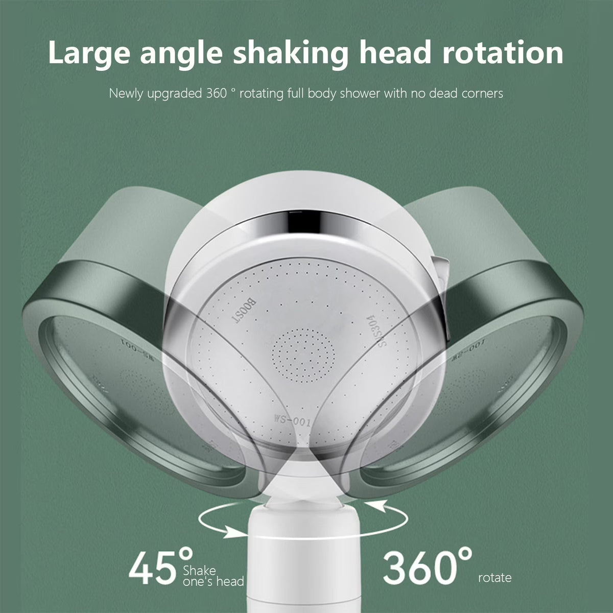 One-Touch Stop Shower Head with High Pressure 3-Mode Spray for RV and Bathroom Use (Included Shower Head + 1.5-meter Black Hose + Base)