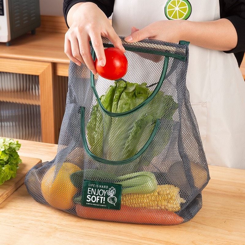 Reusable Kitchen Hanging Mesh Bag for Fruits, Vegetables, Ginger, Garlic, Potatoes, and Onions with Durable Non-Woven Fabric