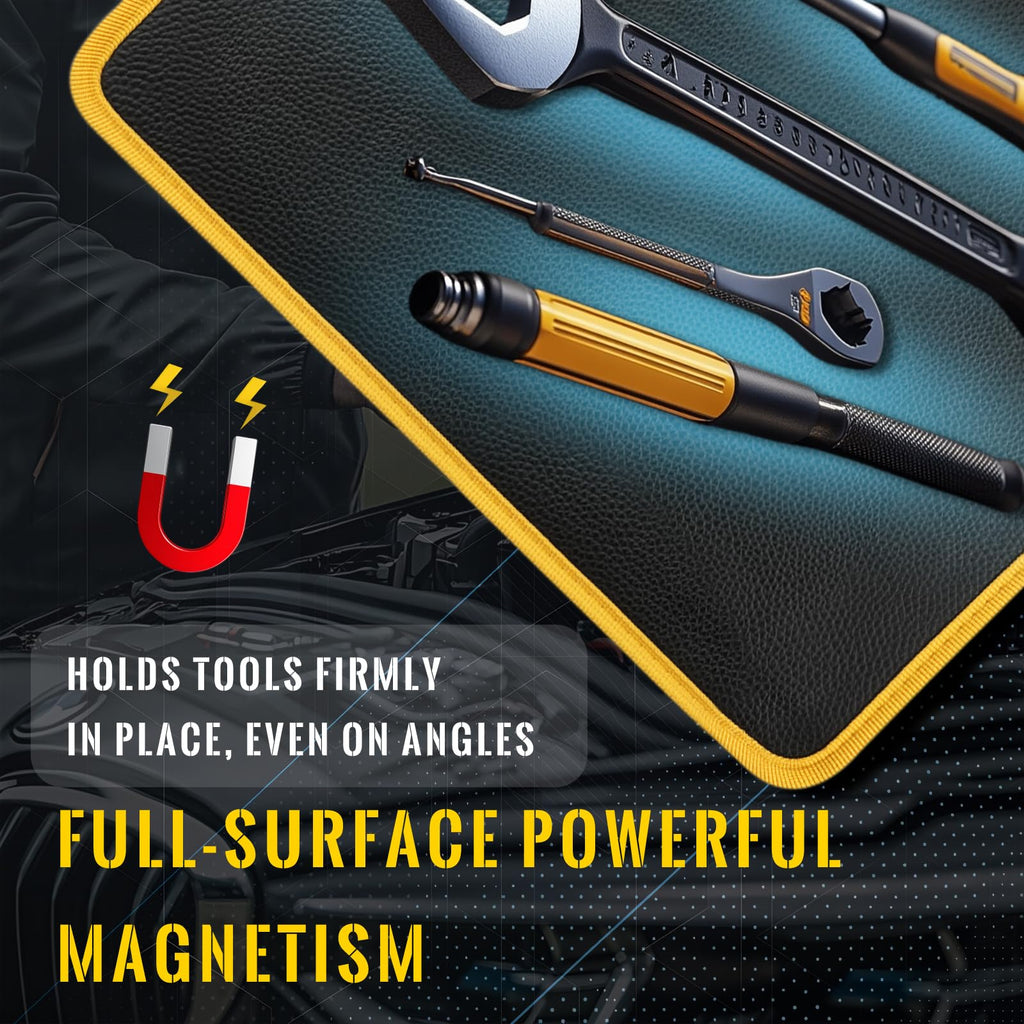 Magnetic Tool Mat Set with Parts Mat and Telescoping Pickup Tool for Mechanics Repairs and Small Hardware