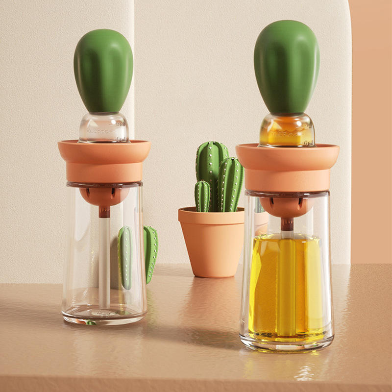 Oil Dispenser Bottle with Silicone Brush and Spray Function for Cooking and Baking Use