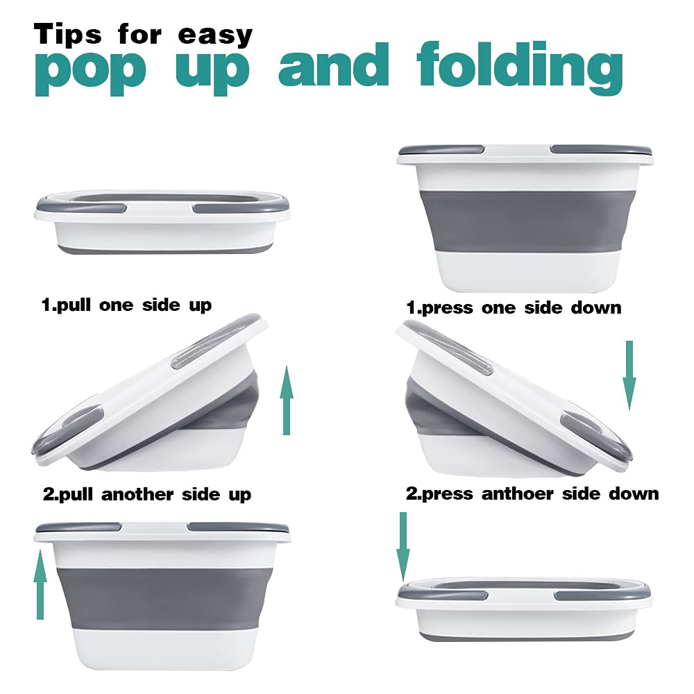 Portable Folding Basin Collapsible Water Bucket 16L for Cleaning Camping Fishing Household Use