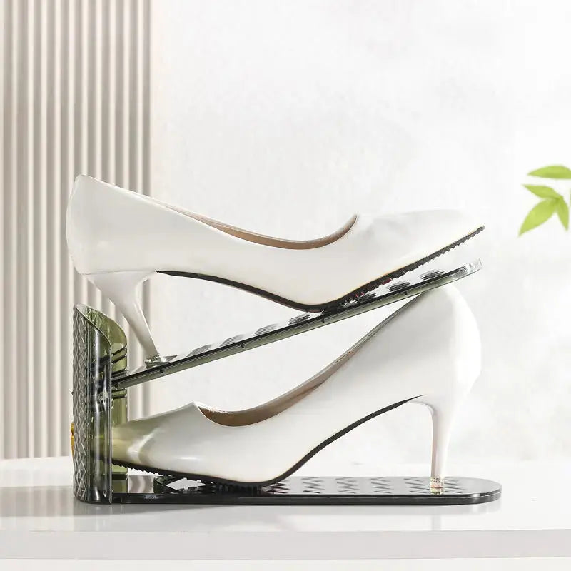Shoe Slots Organizer with 3 Level Adjustable Height Double Layer Holders for Closet Storage