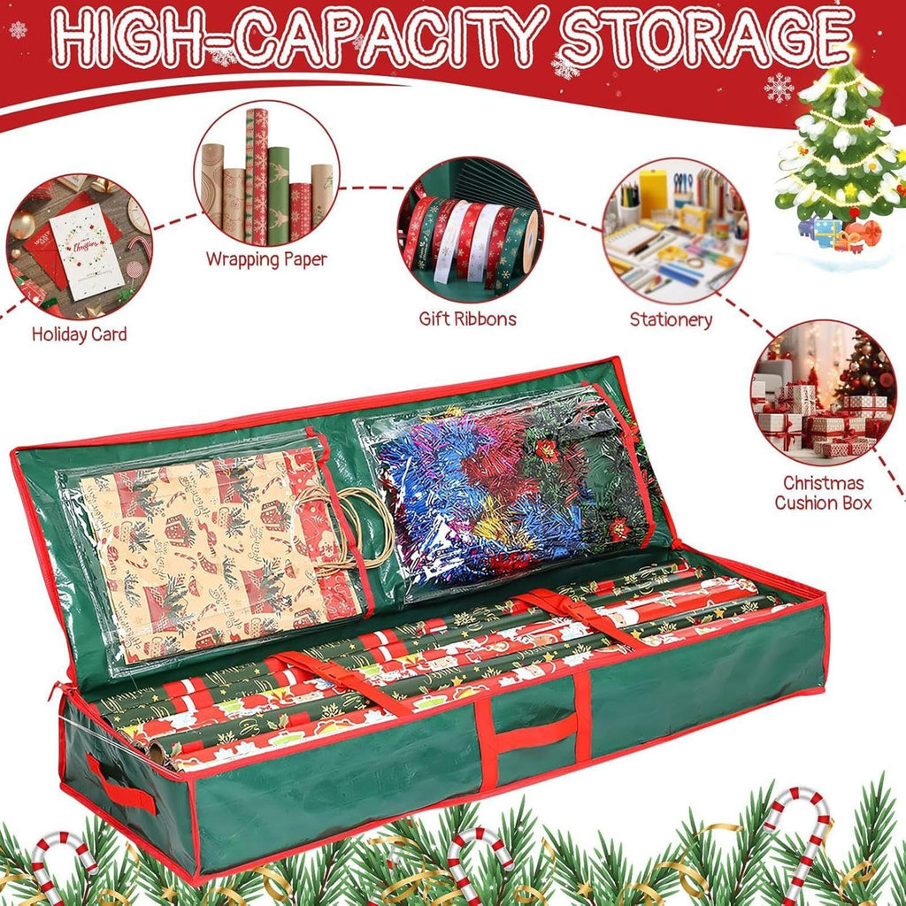 Large Capacity Gift Wrap Organizer Bag for Wrapping Paper, Ribbons and Holiday Storage