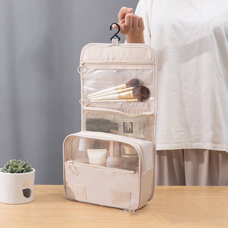 Hanging Toiletry Bag with Waterproof Polyester Compartments for Travel Makeup Bathroom and Gym Storage