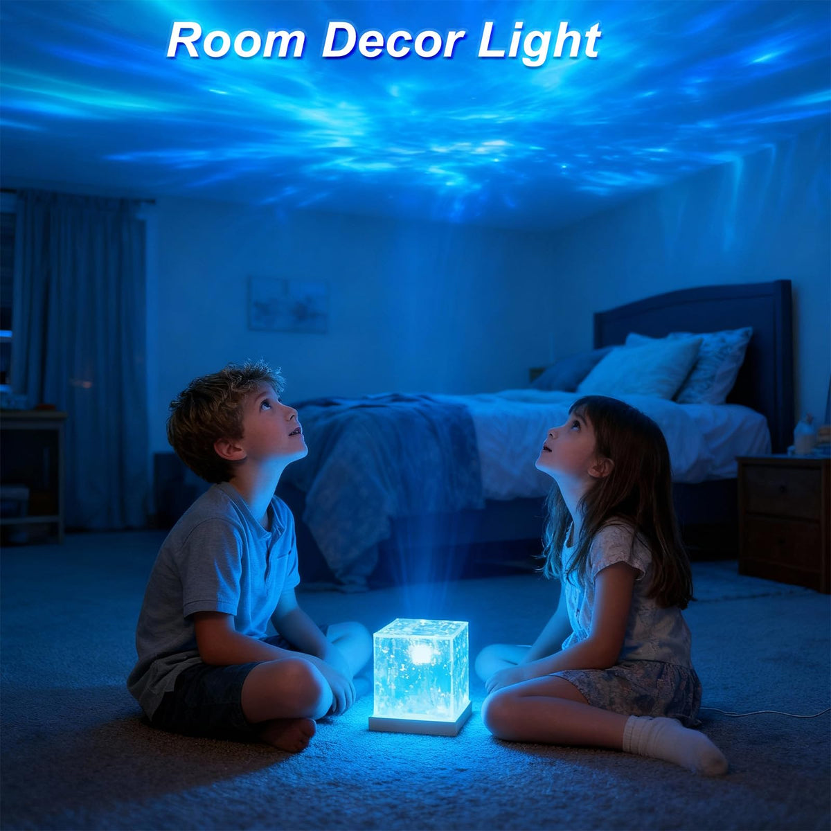 Ocean Wave Projector Light with 16 Color LED Cube and Remote Control for Ambient Room Lighting