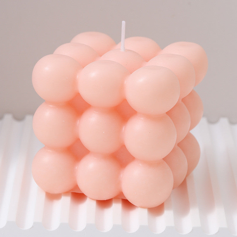 Handmade Aroma Cube Candle with Decorative Soy Wax Design for Weddings and Home Ambience