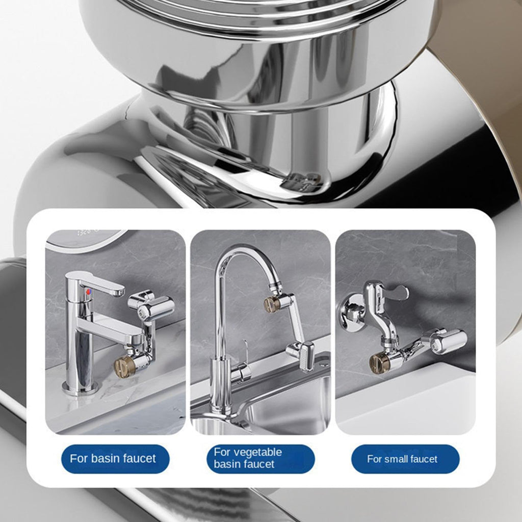 Brass Faucet Extender with 1440 Degree Rotation and 4 Spray Modes for Kitchen Sink Cleaning and Rinsing Use (2 Filter Cartridges Included)