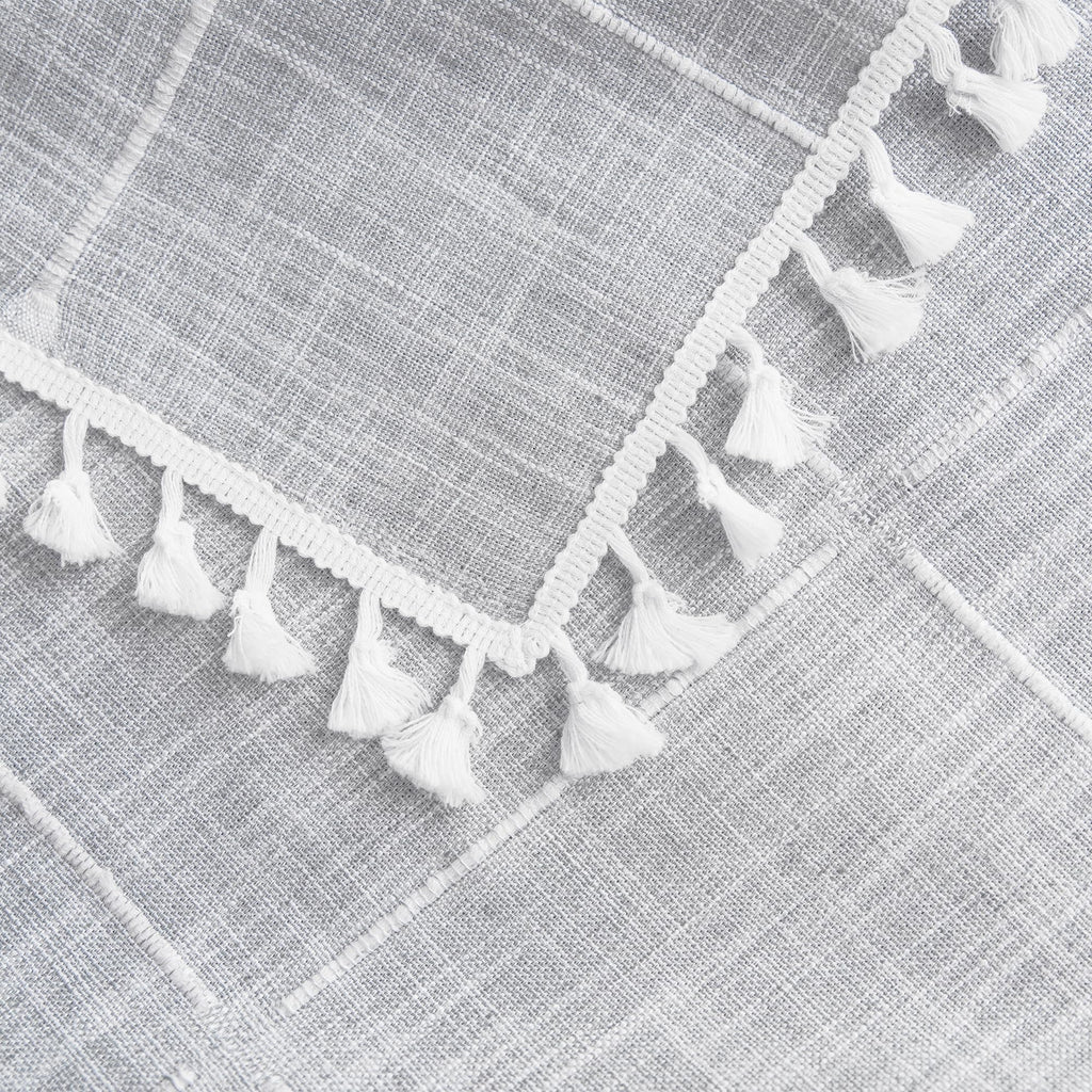 Square Tablecloth Cotton Linen Waterproof Farmhouse Cover with Tassel Edges for Kitchen and Dining Tables