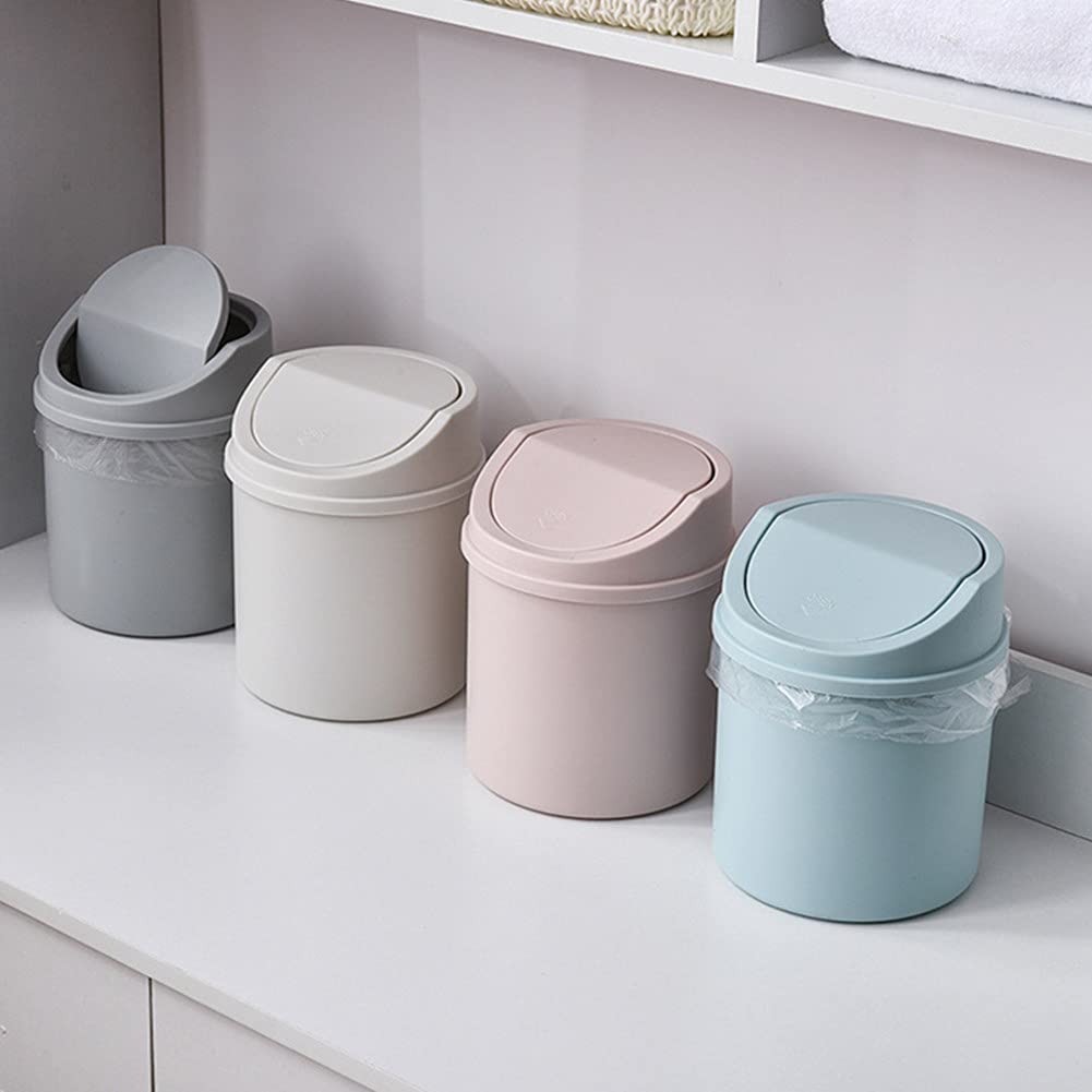 Mini Desktop Trash Bin with Lid for Desk Workspace