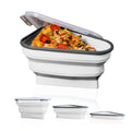 Silicone Pizza Storage Container with Collapsible Design and Microwavable Serving Trays for Leftover Storage