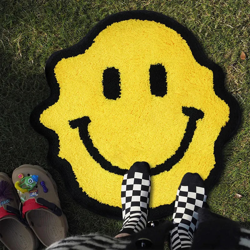 Twisted Smiling Tufted Handmade Carpet Rug, Soft Fluffy Microfiber Polyester Floor Mat with Rubber Backing for Bedroom, Bathroom, and Room Decor