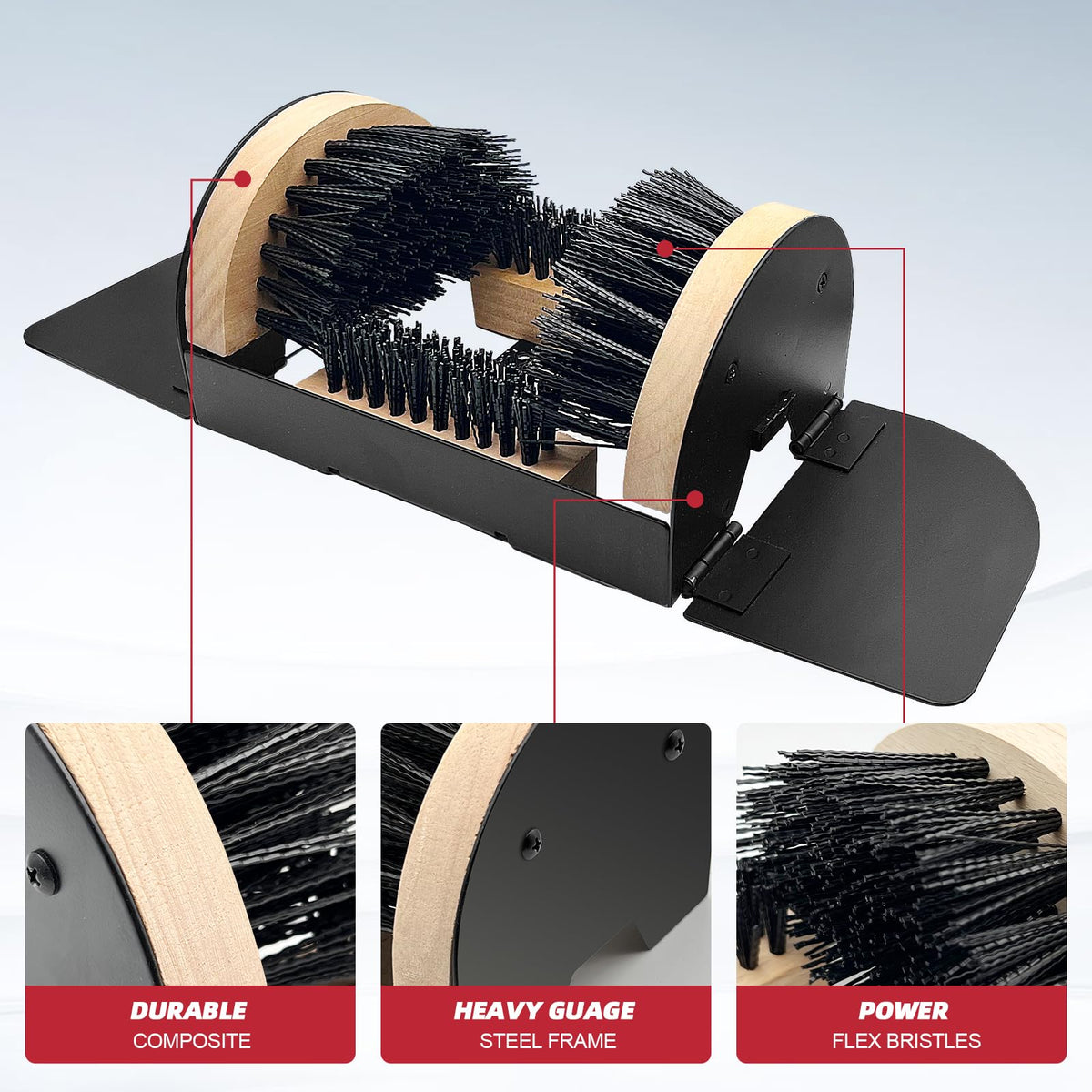 Outdoor Shoe Brush with Mud Scraper Design for All Season Footwear Cleaning and Entryway Use