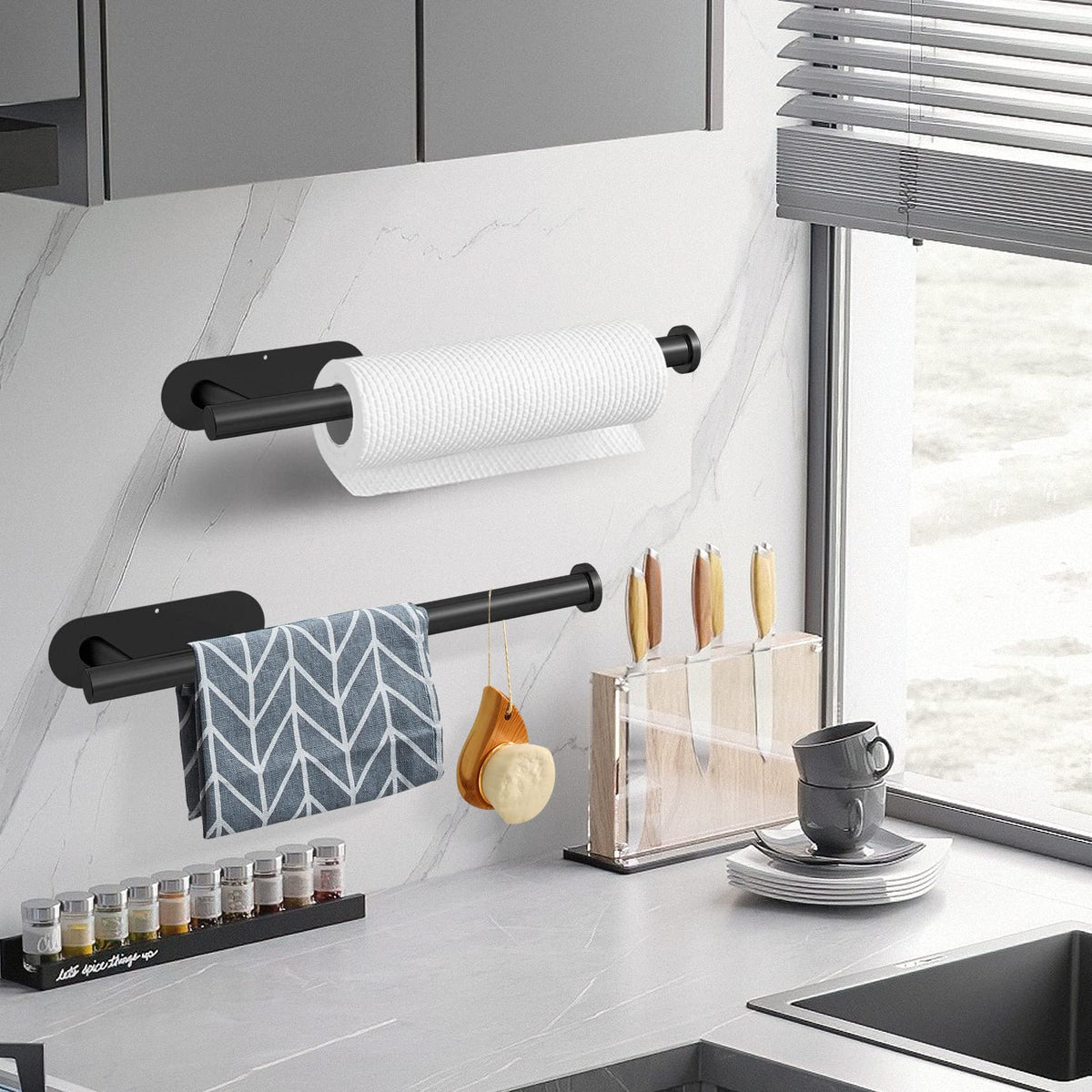 Stainless Steel Adhesive Paper Towel Holder for Kitchen