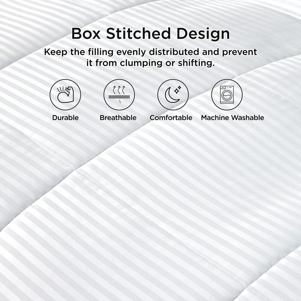 Lightweight Cooling Summer Comforter with Quilted Box Stitch and 8 Tabs for Summer Bedding Use