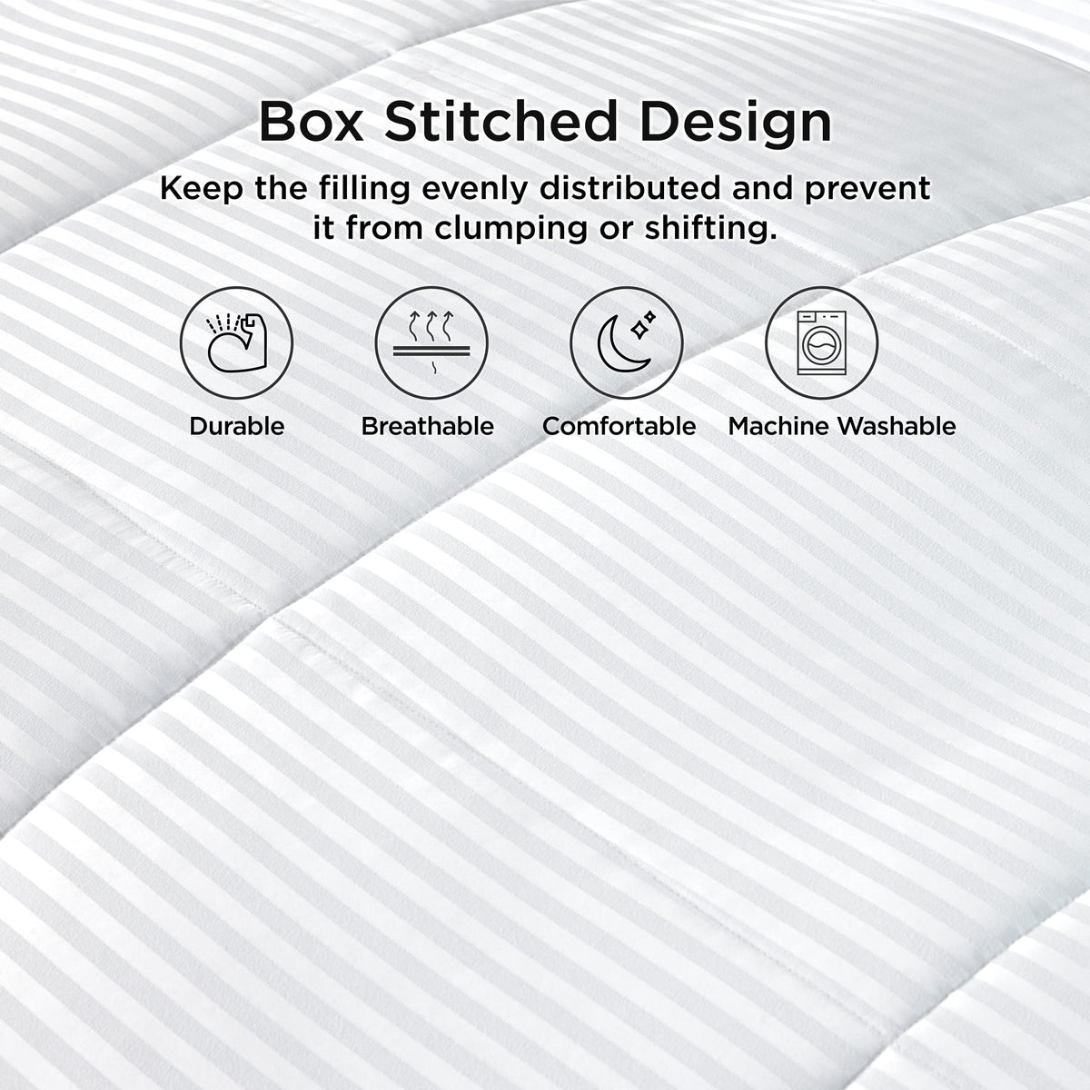 Lightweight Cooling Summer Comforter with Quilted Box Stitch and 8 Tabs for Summer Bedding Use