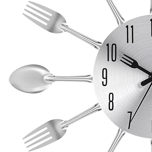 Colorful Cutlery Wall Clock with Waterproof Quartz Design for Kitchens Restaurants and Dining Rooms