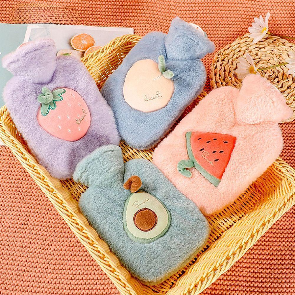 500ml Hot Water Bag with Plush Cover and Reusable PVC Bottle for Bed and Winter Comfort