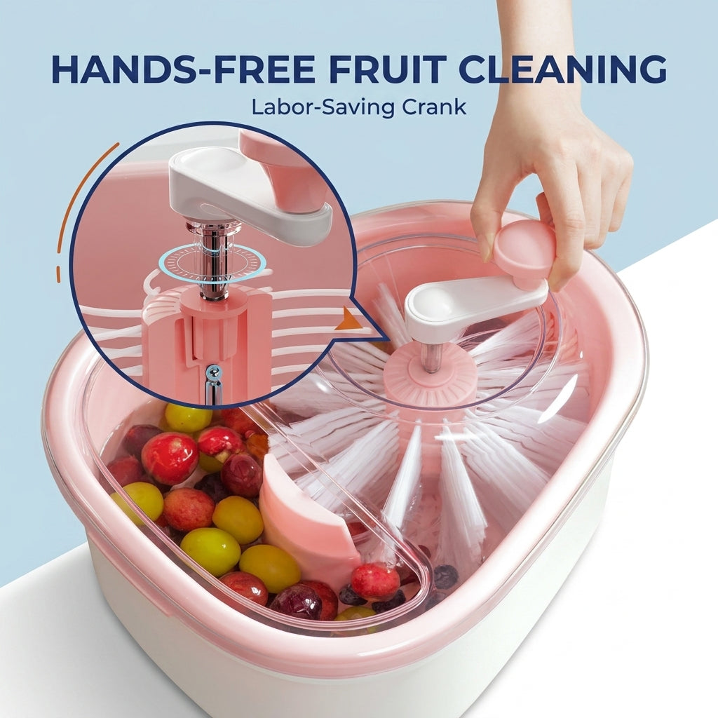 720° Rotating Fruit and Vegetable Washer with Drain Basket for Kitchen Cleaning and Food Preparation