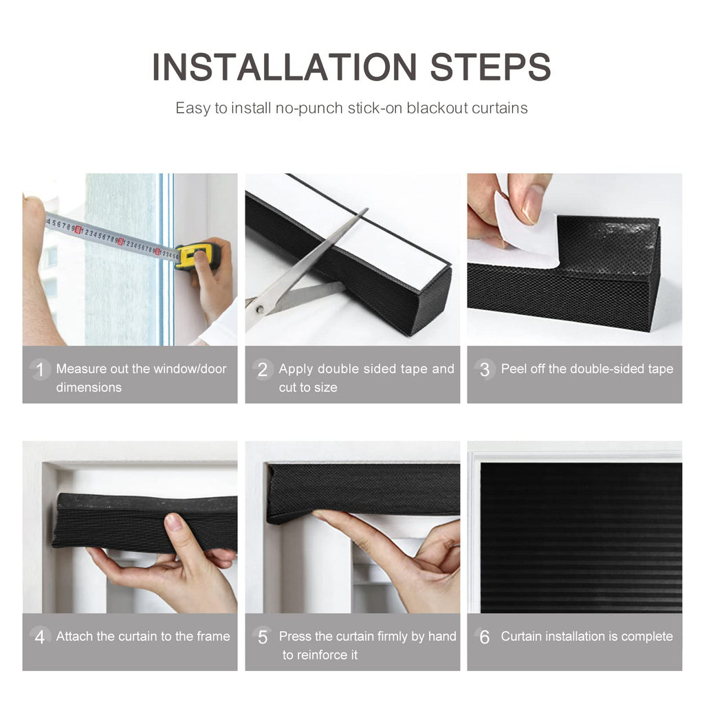 No Drill Window Blinds Light Filtering Stick On Curtains Adjustable Cut to Size with Clip Installation