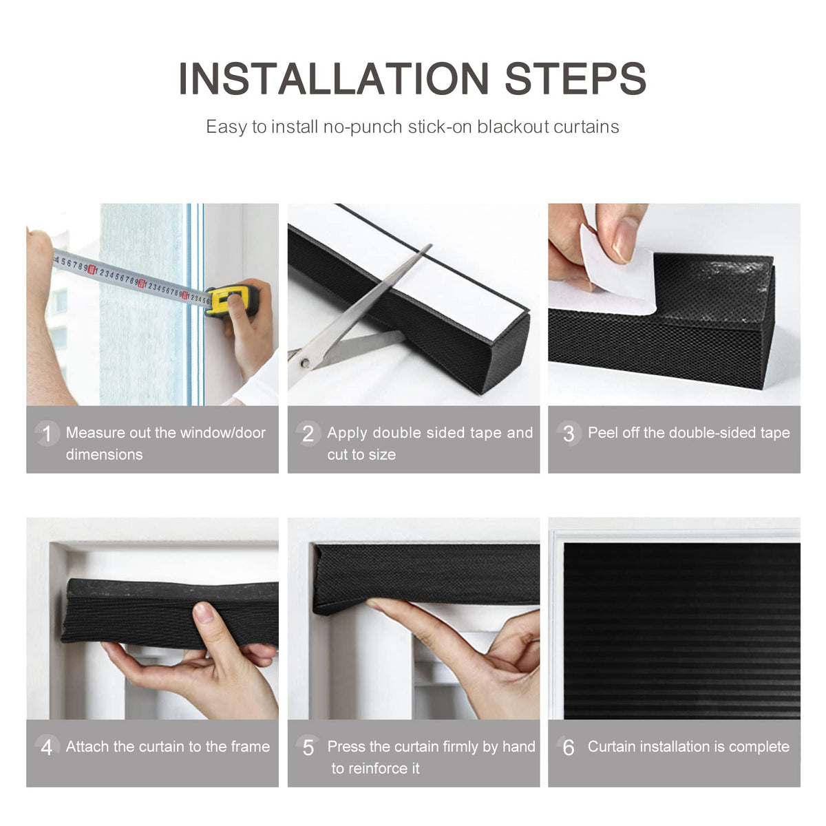 No Drill Window Blinds Light Filtering Stick On Curtains Adjustable Cut to Size with Clip Installation