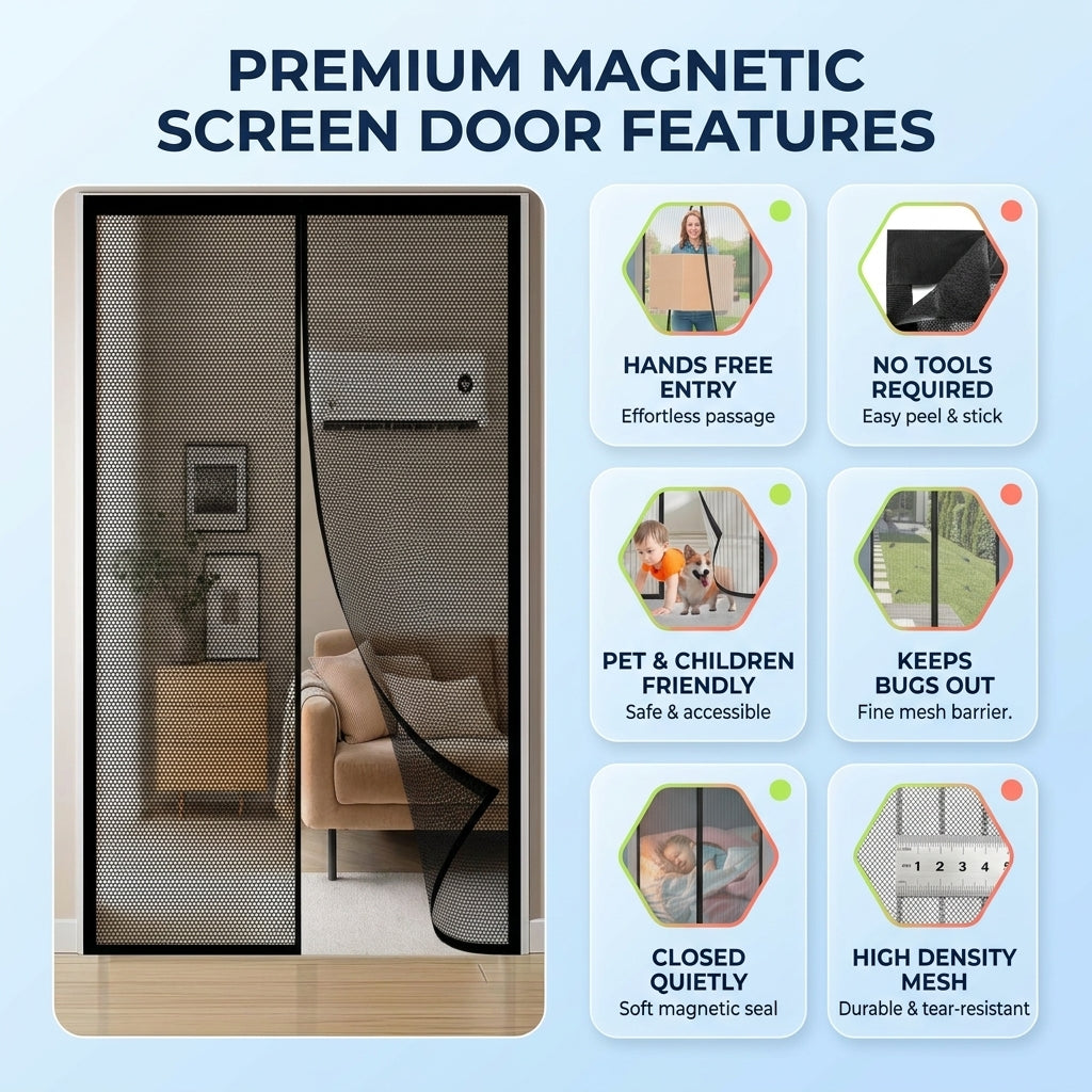 Magnetic Mosquito Door Screen Curtain for Patio Entry