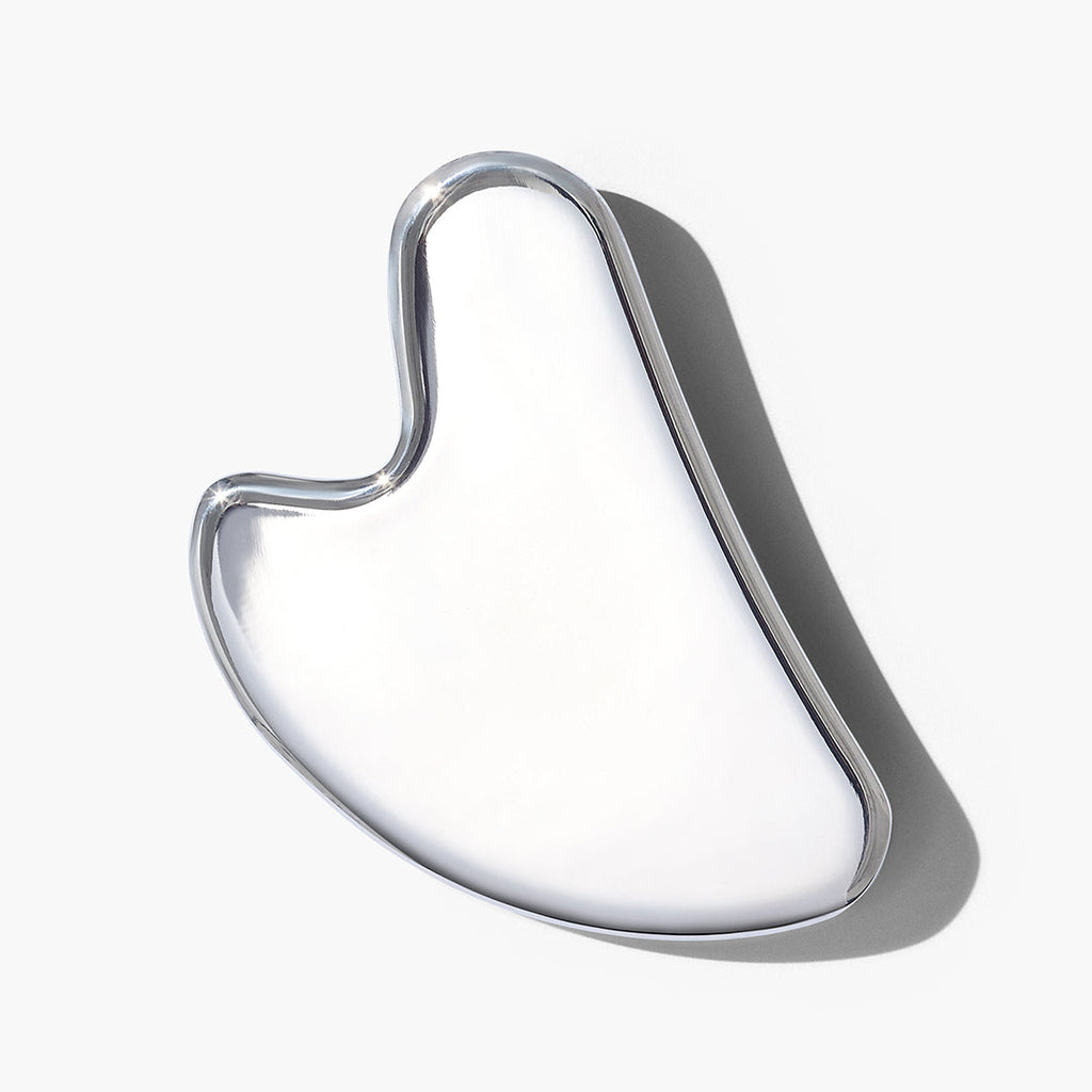 Stainless Steel Gua Sha Tool with Smooth Polished Surface and Travel Pouch for Daily Skincare Massage