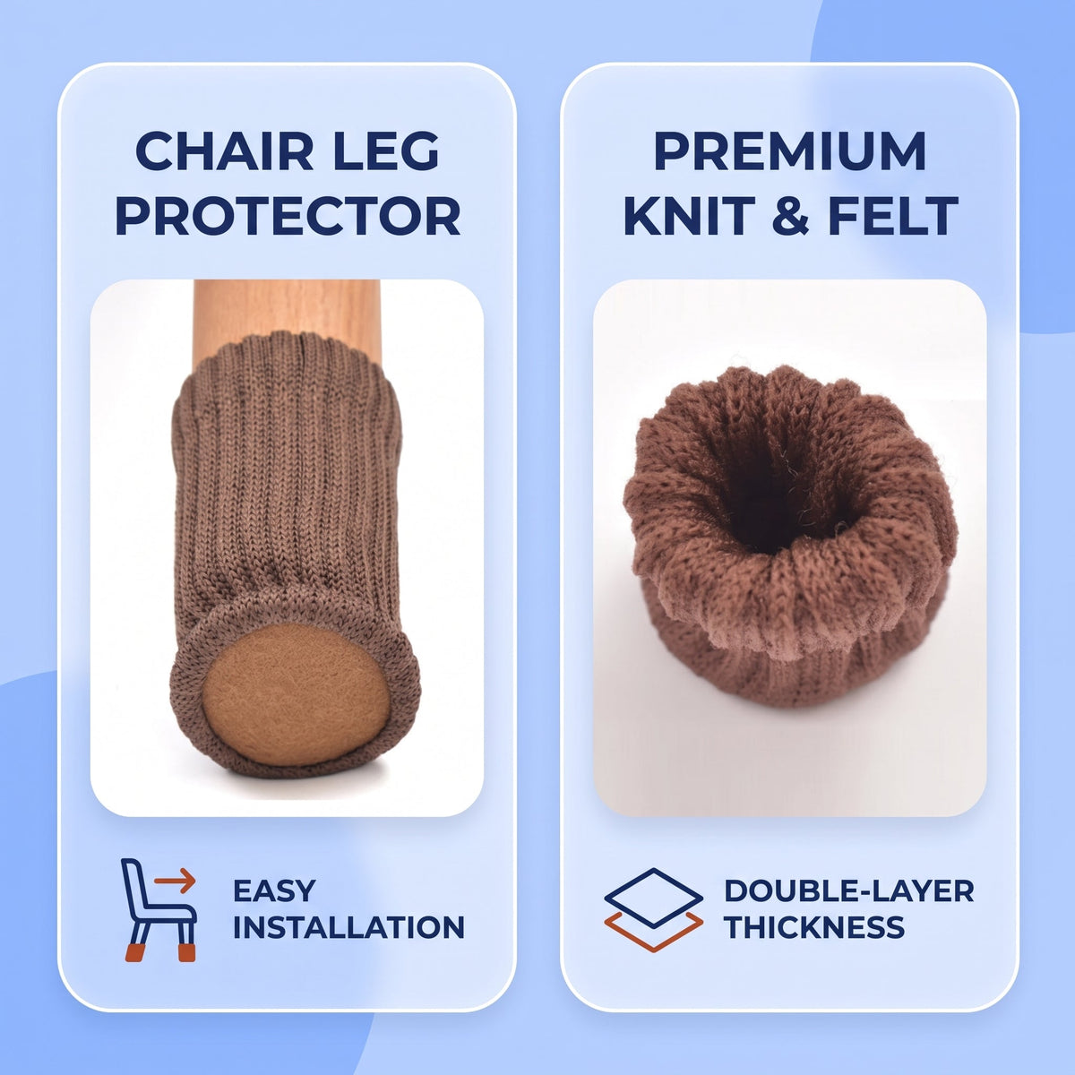 16 Pcs of Knitted Furniture Socks with Double Thickness Stretch Fabric for Floor Protection and Quiet Furniture Movement