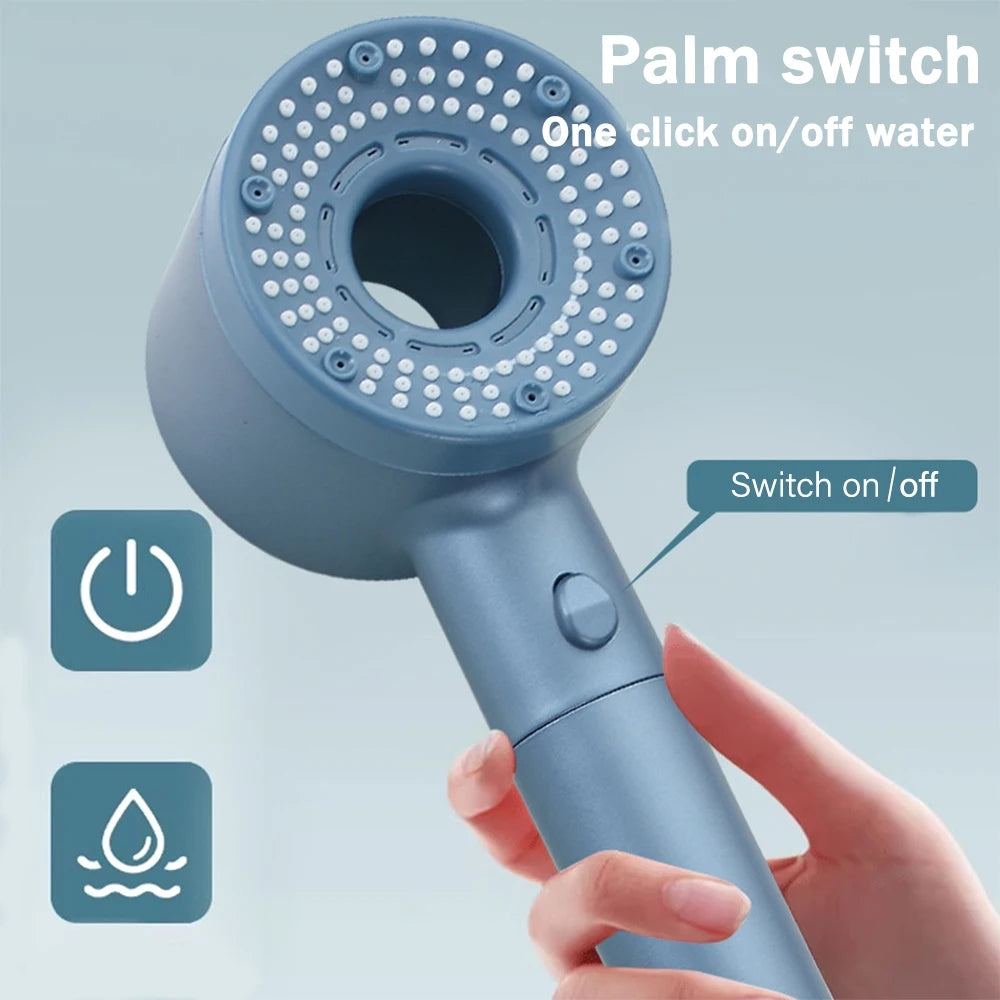 5-Mode Filtered Shower Nozzle with Handheld ABS Design for Bathroom Faucet Use (Included Shower Head + 1.5-meter Hose + Base)