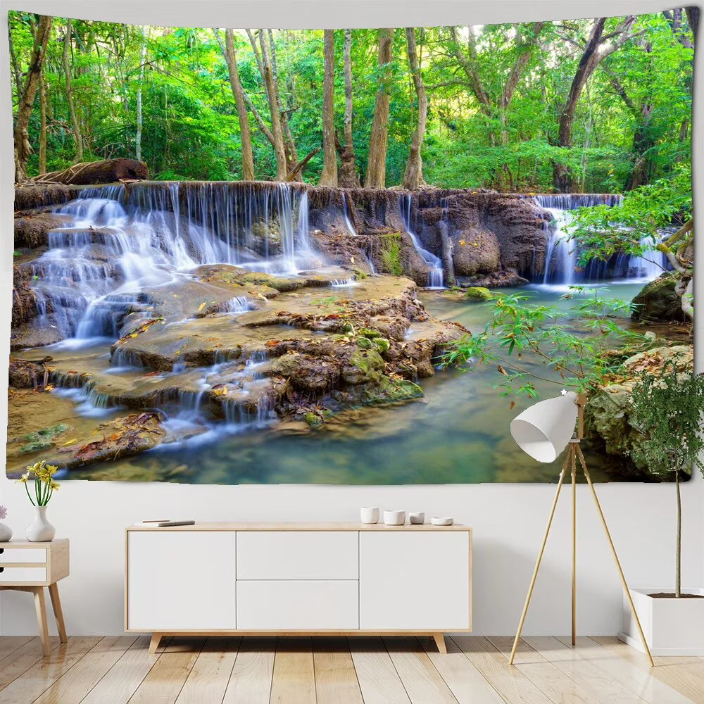 Forest Landscape Wall Tapestry Polyester Fabric Hanging for Bedroom Living Room Aesthetic Home Decor