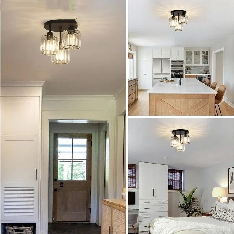 Luxurious Gold Crystal Ceiling Light Fixture