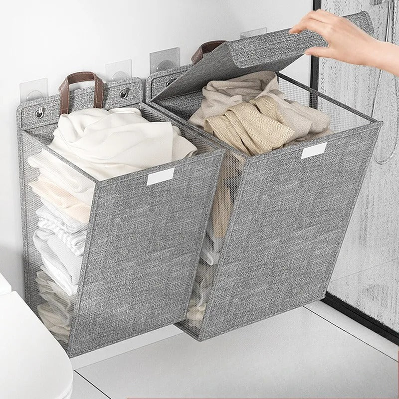 Wallora Adhesive Laundry Basket - Easy Peel-and-Stick Wall-Mount Laundry Organizer