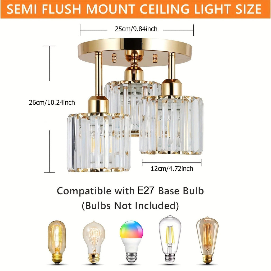 Luxurious Gold Crystal Ceiling Light Fixture