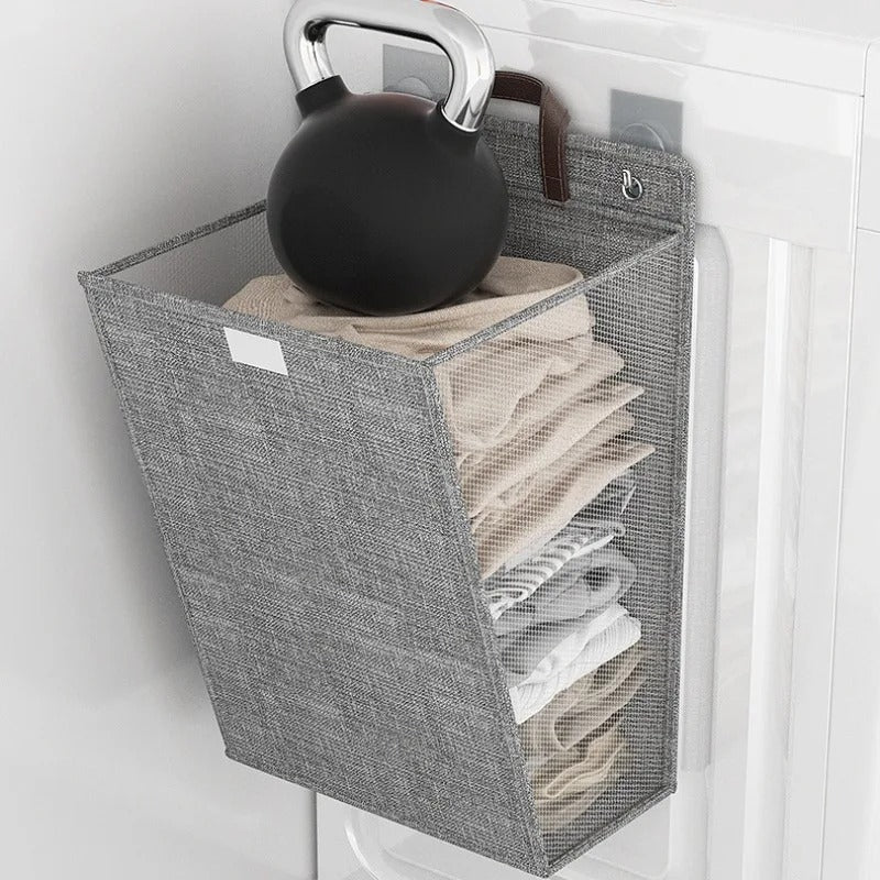 Wallora Adhesive Laundry Basket - Easy Peel-and-Stick Wall-Mount Laundry Organizer