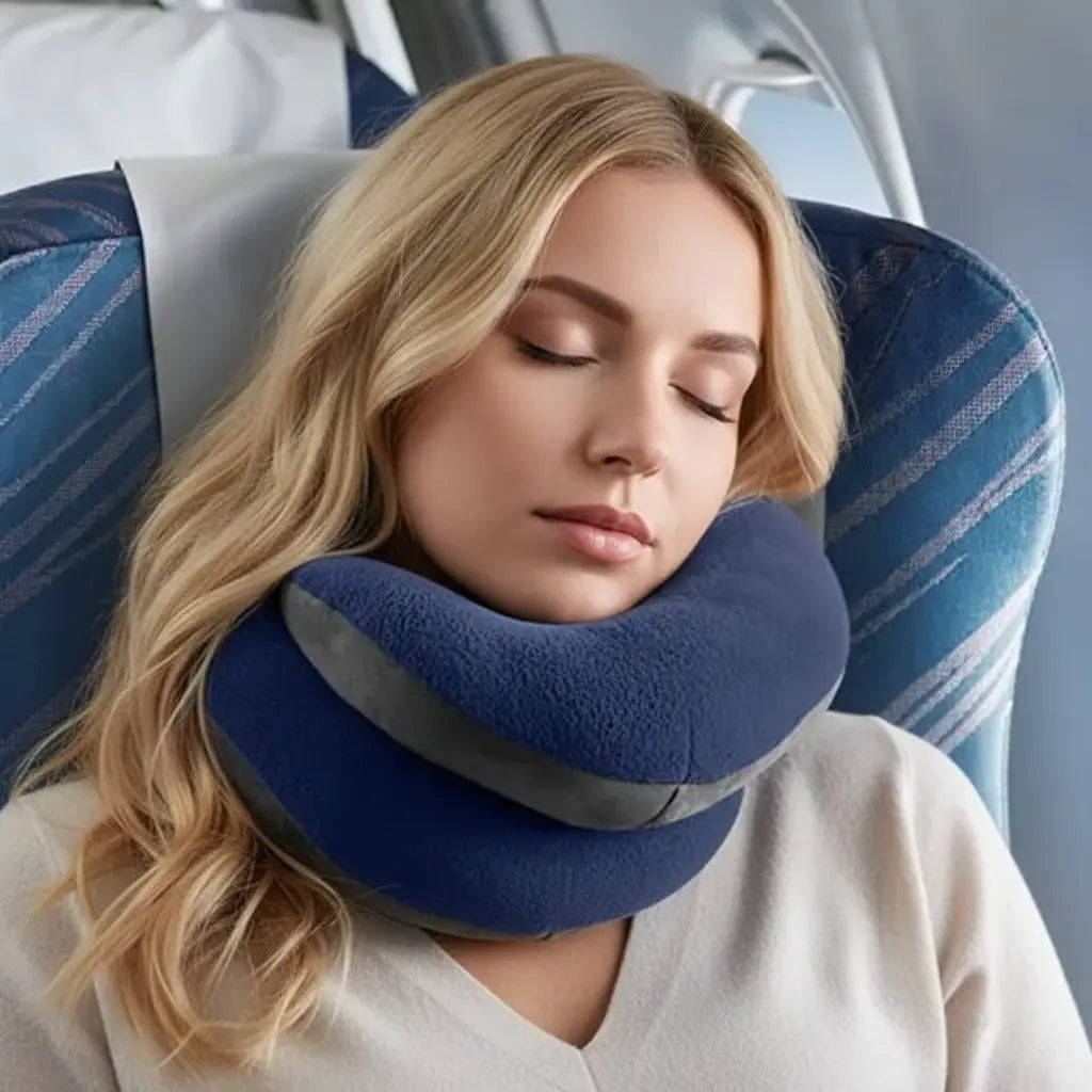 Travel Pillow with Patented Double Support and Adjustable Design for Long Flights and Car Rides