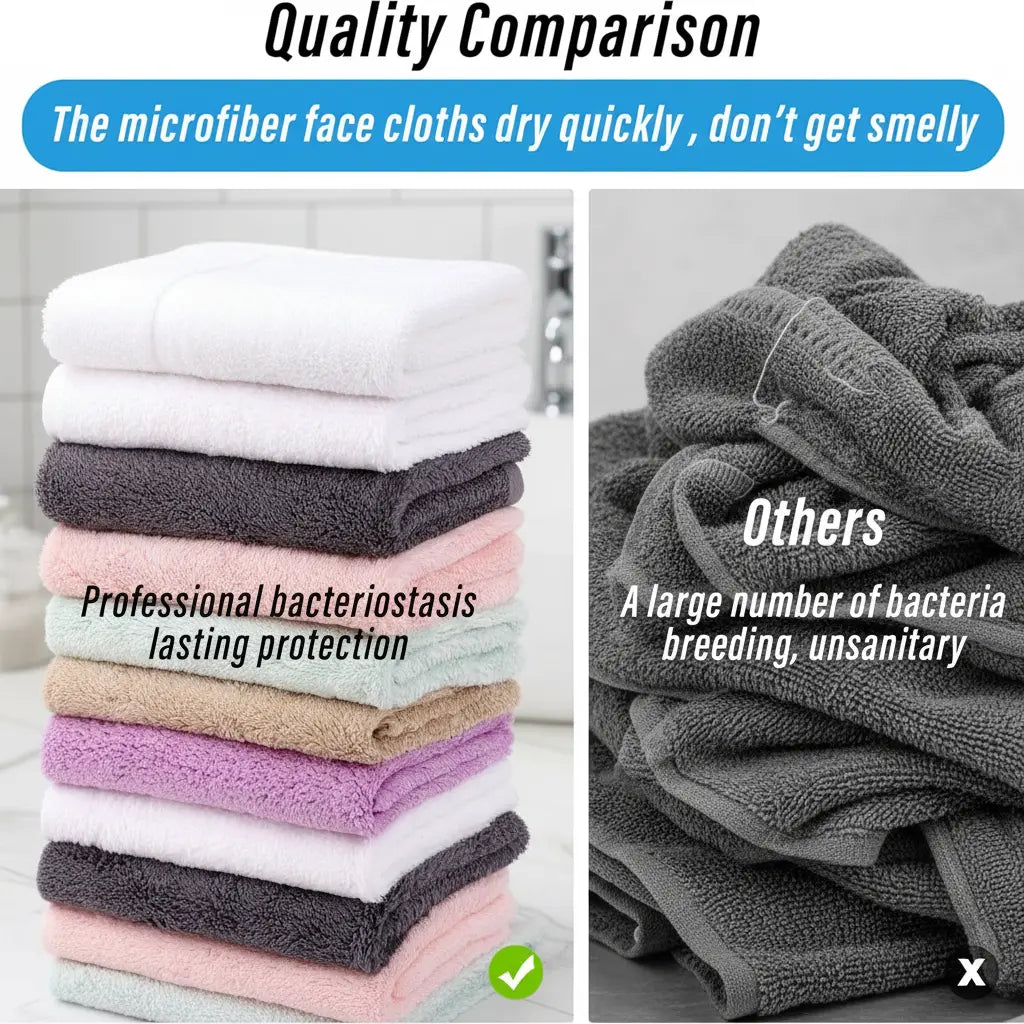 10-Piece Thickened Microfiber Coral Fleece Towels with High Absorbency and Quick-Dry Performance
