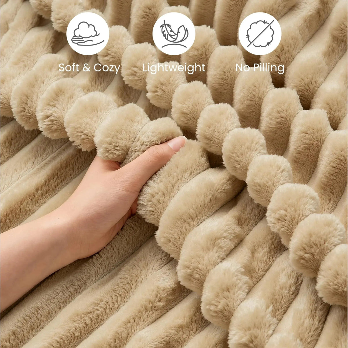 Luxury Soft Faux Rabbit Fur Throw Blanket, Fluffy and Warm Ideal for Spring and Autumn, Plaid Design