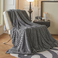 Luxury Soft Faux Rabbit Fur Throw Blanket, Fluffy and Warm Ideal for Spring and Autumn, Plaid Design