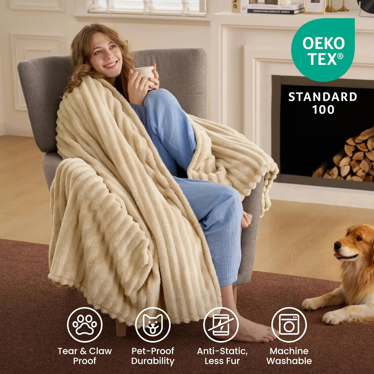 Luxury Soft Faux Rabbit Fur Throw Blanket, Fluffy and Warm Ideal for Spring and Autumn, Plaid Design