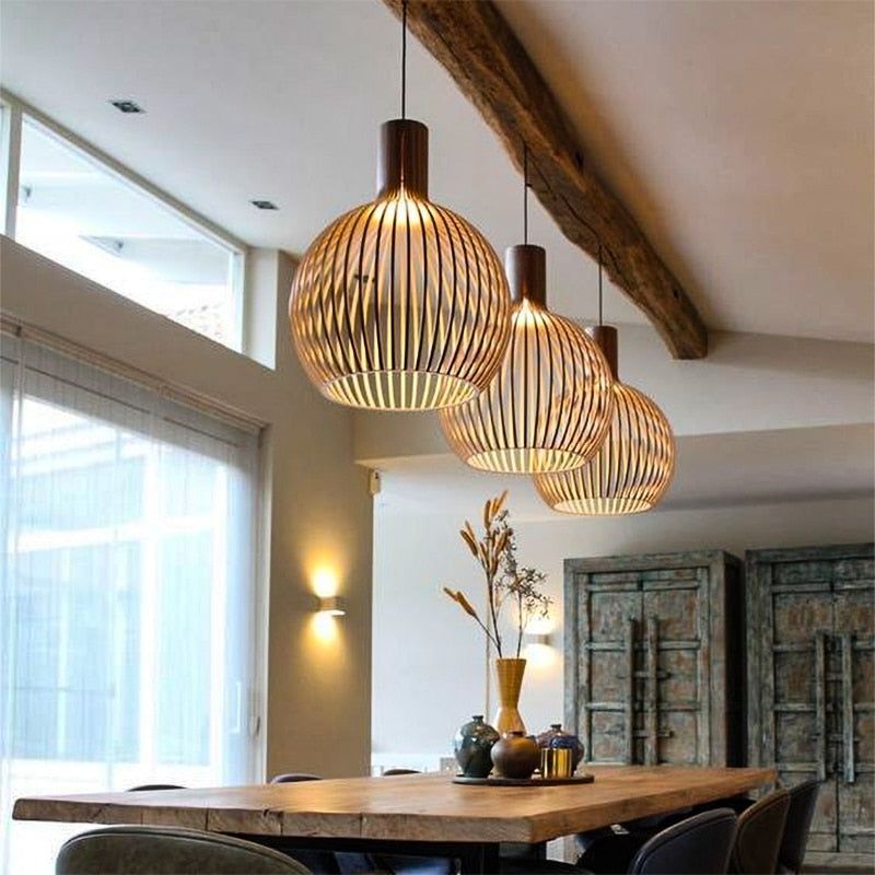 Artisan Handcrafted Wooden Pendant Light