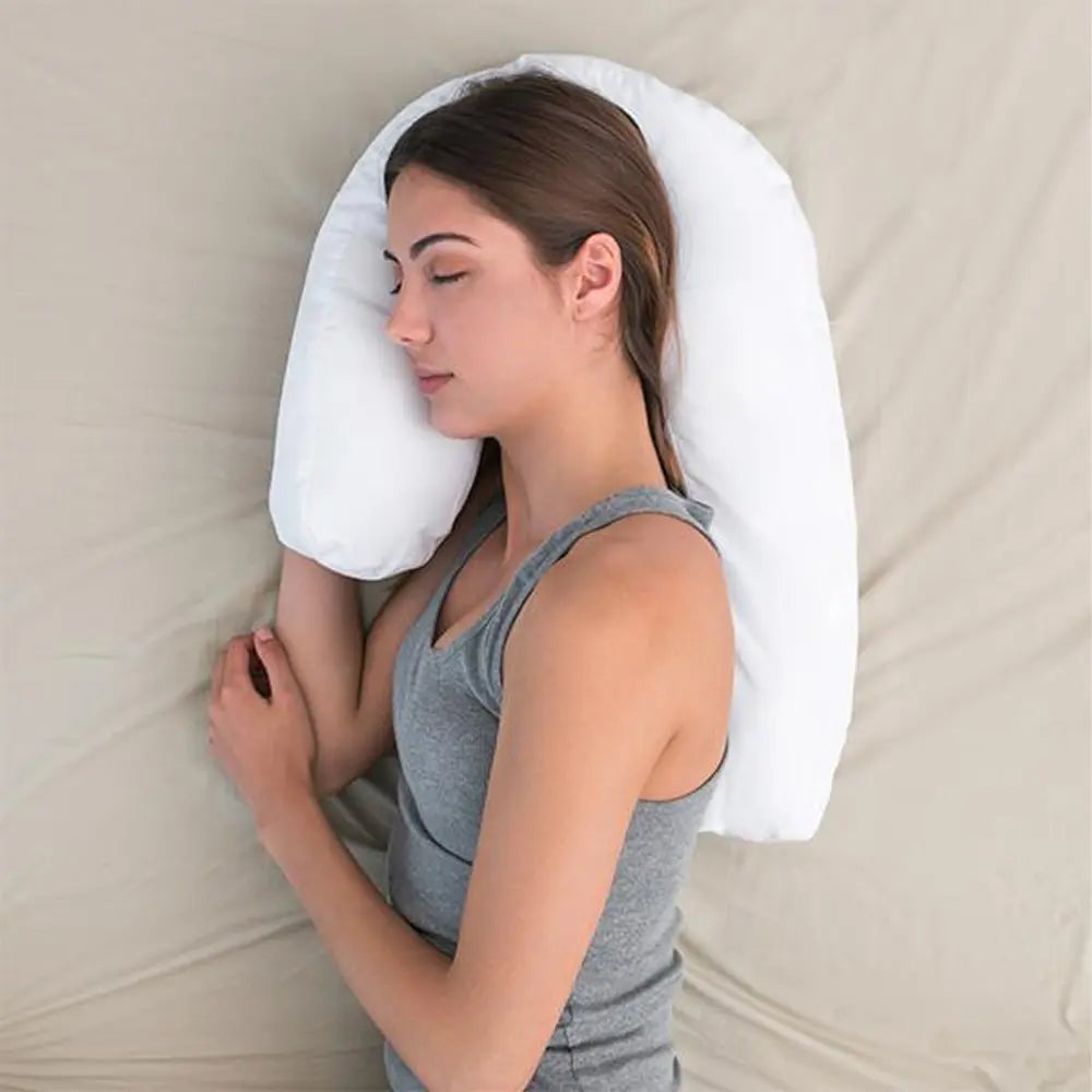 U-Shape Contour Pillow with Ear Space for Side Sleeping and Ergonomic Alignment