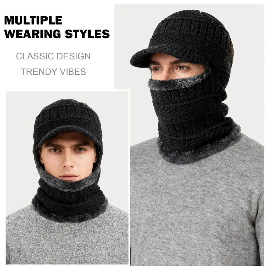 Winter Fleece Balaclava Beanie with One Piece Knit Design for Cycling and Cold Weather
