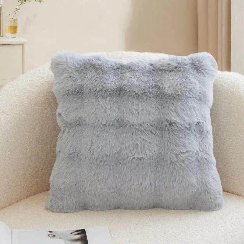 Faux Rabbit Fur Bubble Velvet Pillow Cover with Solid Color Design for Sofa and Room Decor