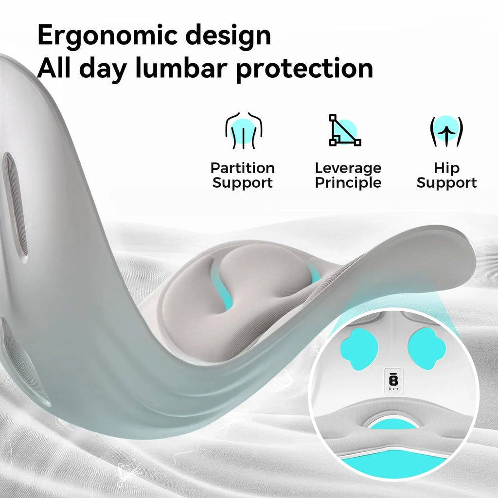 Portable Lumbar Support Cushion with Ergonomic Design for Office Chairs