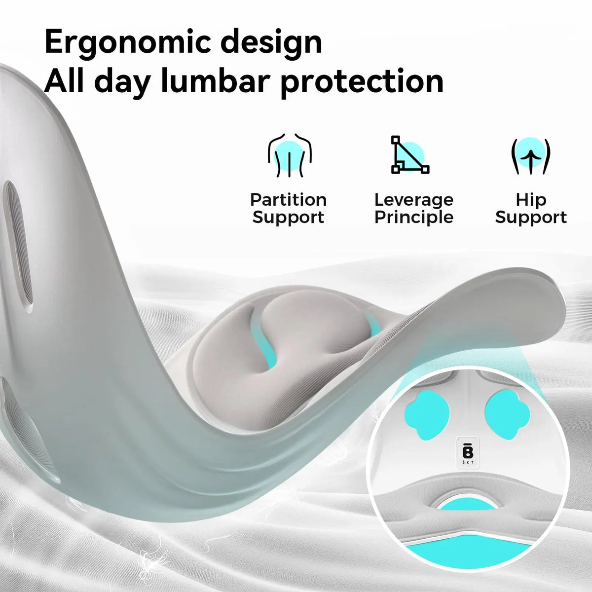Portable Lumbar Support Cushion with Ergonomic Design for Office Chairs