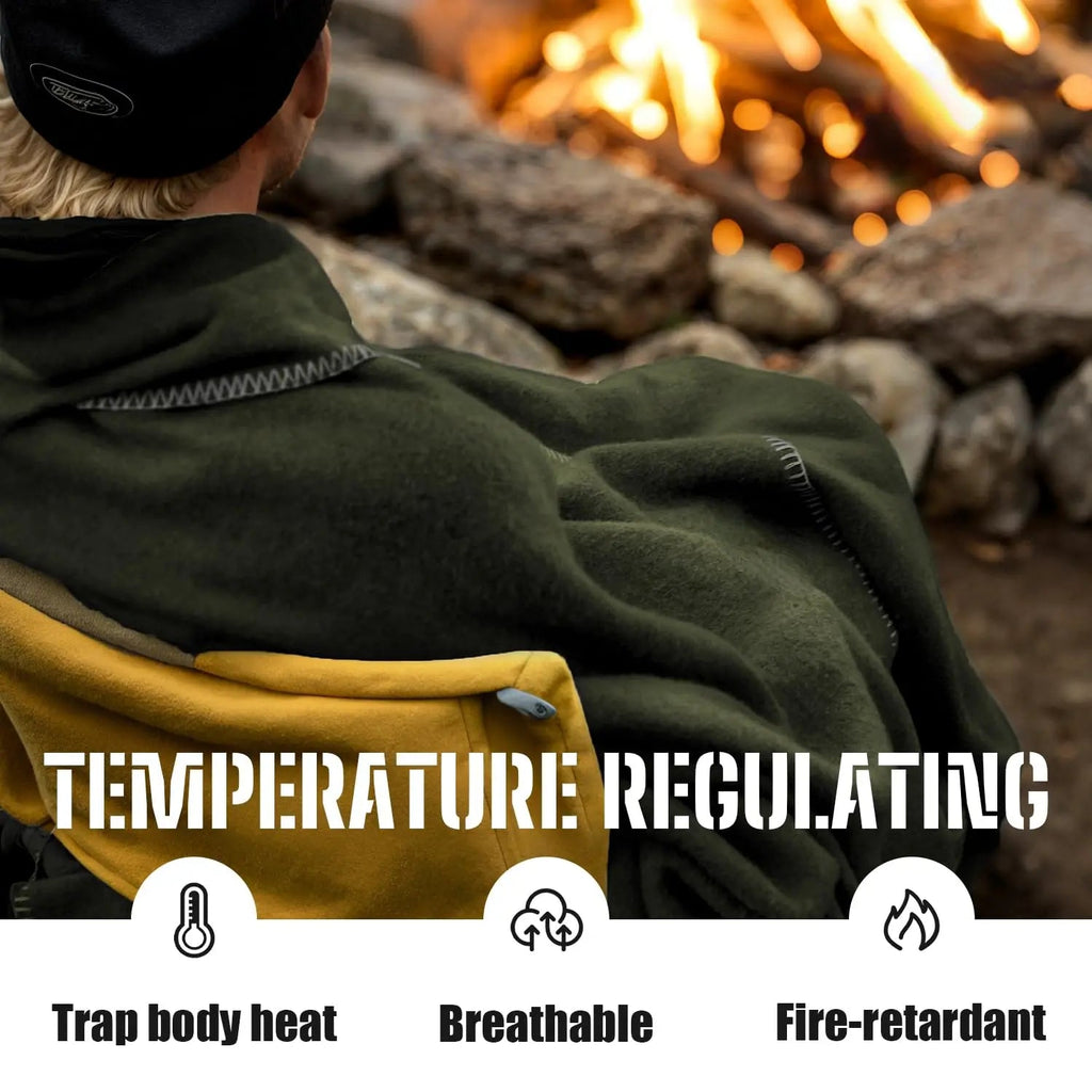Winter Warm Wool Throw Blanket for Camping Travel and Outdoor Use