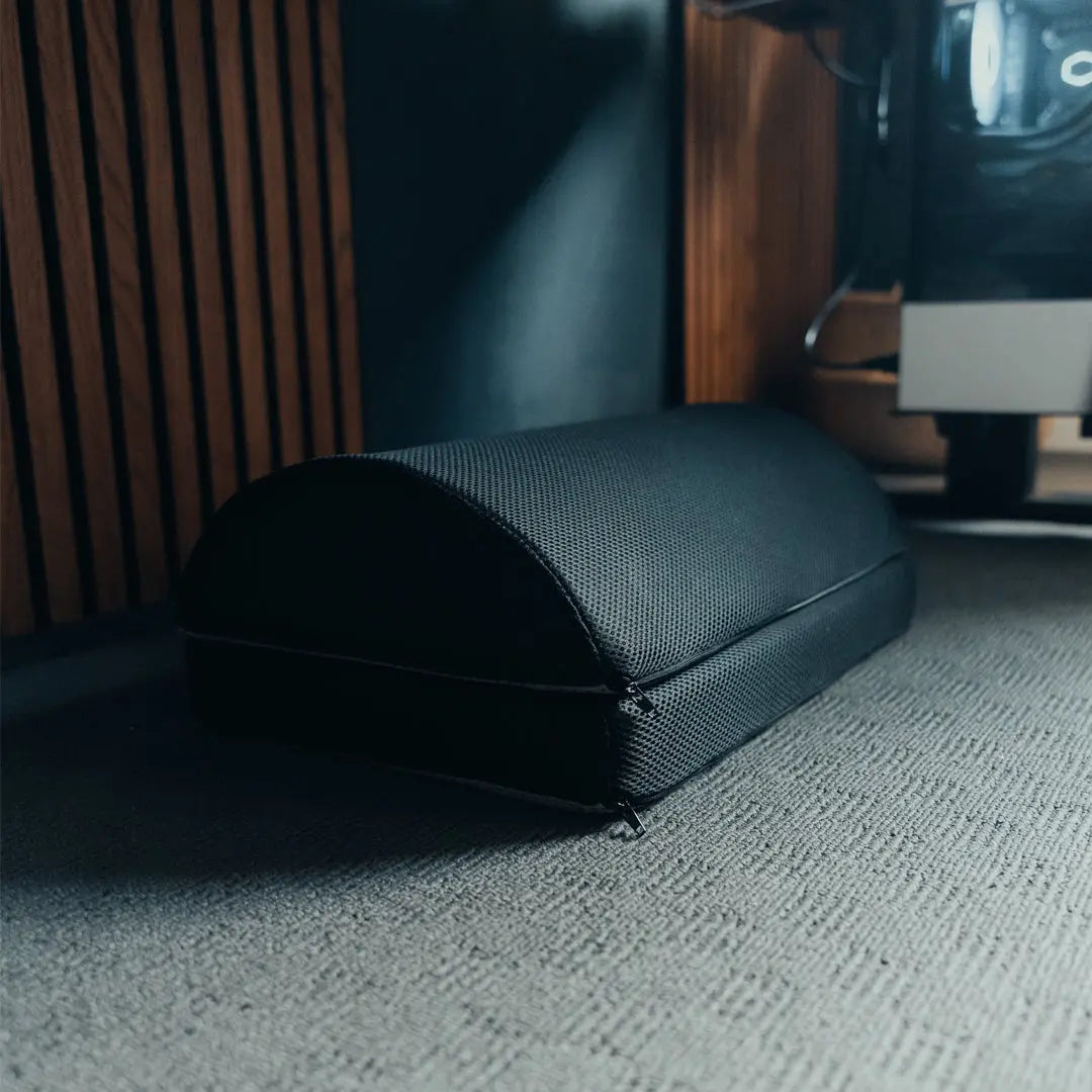 High-Density Memory Foam Footrest with Cooling Fabric and Adjustable Height for Workspace Comfort